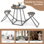 3 Pieces Dining Table Set with 2 Foldable Stools for Small Space - Image 9
