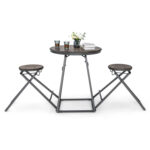 3 Pieces Dining Table Set with 2 Foldable Stools for Small Space - Image 7
