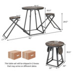 3 Pieces Dining Table Set with 2 Foldable Stools for Small Space - Image 4