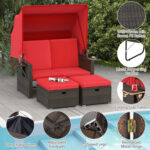 Outdoor Patio Rattan Daybed with Retractable Canopy and Adjustable Backrests - Image 10