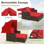Outdoor Patio Rattan Daybed with Retractable Canopy and Adjustable Backrests - Image 6