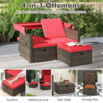 Outdoor Patio Rattan Daybed with Retractable Canopy and Adjustable Backrests - Image 9
