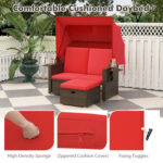 Outdoor Patio Rattan Daybed with Retractable Canopy and Adjustable Backrests - Image 8