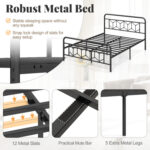 Platform Bed with High Headboard and Snap Lock Metal Slats - Image 8