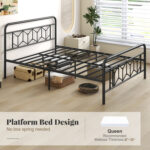 Platform Bed with High Headboard and Snap Lock Metal Slats - Image 7