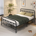 Platform Bed with High Headboard and Snap Lock Metal Slats - Image 3