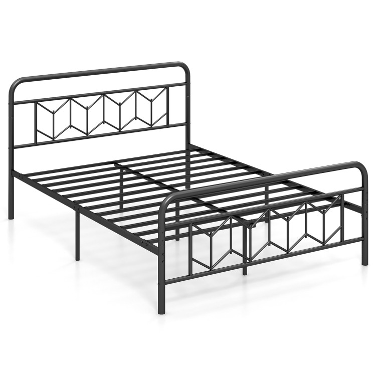 platform_bed_with_high_headboard_queen_size-3.jpg Platform Bed with High Headboard and Snap Lock Metal Slats - Image 1