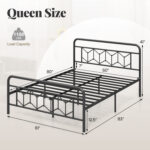 Platform Bed with High Headboard and Snap Lock Metal Slats - Image 4