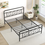 Platform Bed with High Headboard and Snap Lock Metal Slats - Image 6
