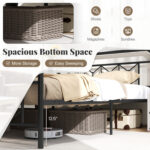 Platform Bed with High Headboard and Snap Lock Metal Slats - Image 9