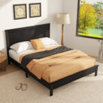 Queen Size Bed Frame Platform Slat High Headboard Bedroom with Rubber Wood Leg - Image 6