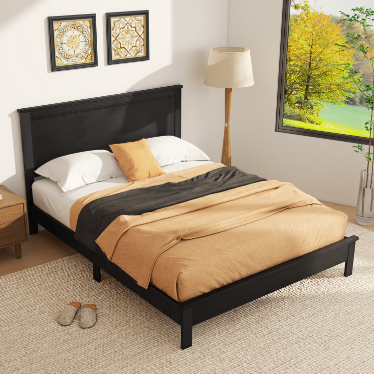 Queen Size Bed Frame Platform Slat High Headboard Bedroom with Rubber Wood Leg - Image 6
