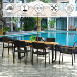Patented 7 Pieces Outdoor Dining Set with Large Acacia Wood Table Top - Image 2