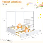 Full Size Canopy Bed Frame with Trundle and Headboard for Kids - Image 6