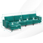 Modular L-shaped 4-Seat Sectional Sofa with Reversible Chaise and 2 USB Socket - Image 5