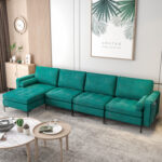 Modular L-shaped 4-Seat Sectional Sofa with Reversible Chaise and 2 USB Socket - Image 2