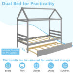 Kids Platform Bed Frame with Roof for Bedroom - Image 7