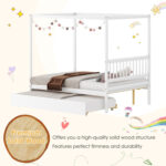 Full Size Canopy Bed Frame with Trundle and Headboard for Kids - Image 9