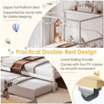 Full Size Canopy Bed Frame with Trundle and Headboard for Kids - Image 7