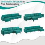 Modular L-shaped 4-Seat Sectional Sofa with Reversible Chaise and 2 USB Socket - Image 8