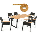 Patented 7 Pieces Outdoor Dining Set with Large Acacia Wood Table Top - Image 6