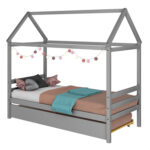 Kids Platform Bed Frame with Roof for Bedroom - Image 4
