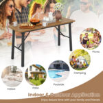Outdoor Dining Table and Bench Set with Acacia Wood Top for Yard Garden Poolside - Image 11