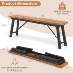 Outdoor Dining Table and Bench Set with Acacia Wood Top for Yard Garden Poolside - Image 6