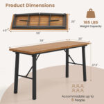 Outdoor Dining Table and Bench Set with Acacia Wood Top for Yard Garden Poolside - Image 5