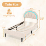 Upholstered LED Bed Frame with Adjustable Flower Headboard and Metal Support Feet - Image 5