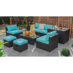 8 Pieces Patio Space-Saving Rattan Furniture Set with Storage Box and Waterproof Cover - Image 7