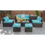 8 Pieces Patio Space-Saving Rattan Furniture Set with Storage Box and Waterproof Cover - Image 6