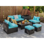 8 Pieces Patio Space-Saving Rattan Furniture Set with Storage Box and Waterproof Cover - Image 2