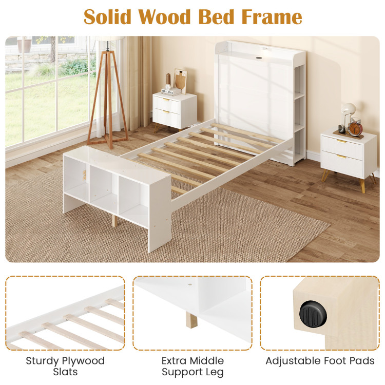 Twin/Full Size Bed Frame with 2 USB Ports with Storage Headboard and Lights - Image 10