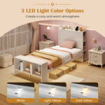Twin/Full Size Bed Frame with 2 USB Ports with Storage Headboard and Lights - Image 6