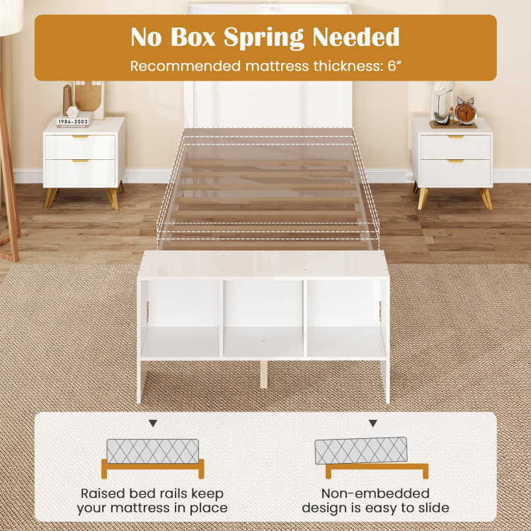 Twin/Full Size Bed Frame with 2 USB Ports with Storage Headboard and Lights - Image 9