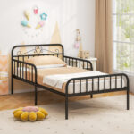 Twin Size Bed Frame with Headboard and Safety Side Guardrails - Image 2