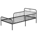 Twin Size Bed Frame with Headboard and Safety Side Guardrails