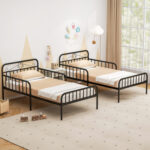 Twin Size Bed Frame with Headboard and Safety Side Guardrails - Image 6