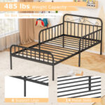 Twin Size Bed Frame with Headboard and Safety Side Guardrails - Image 8