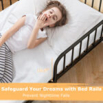 Twin Size Bed Frame with Headboard and Safety Side Guardrails - Image 9