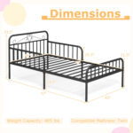 Twin Size Bed Frame with Headboard and Safety Side Guardrails - Image 5