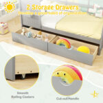 Twin Size House Bed with 2 Storage Drawers and Fence Guardrails - Image 11