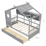 Twin Size House Bed with 2 Storage Drawers and Fence Guardrails - Image 4