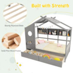 Twin Size House Bed with 2 Storage Drawers and Fence Guardrails - Image 8