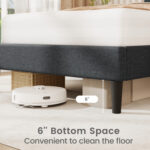 Upholstered Platform Bed with Tufted Headboard and Wooden Slats - Image 9