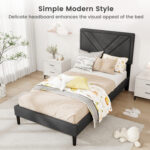 Upholstered Platform Bed with Tufted Headboard and Wooden Slats - Image 10