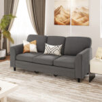 Upholstered Teddy Velvet 3-Seat Sofa with Comfy Back Pillows - Image 2