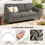 Upholstered Teddy Velvet 3-Seat Sofa with Comfy Back Pillows - Image 6