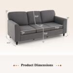 Upholstered Teddy Velvet 3-Seat Sofa with Comfy Back Pillows - Image 4